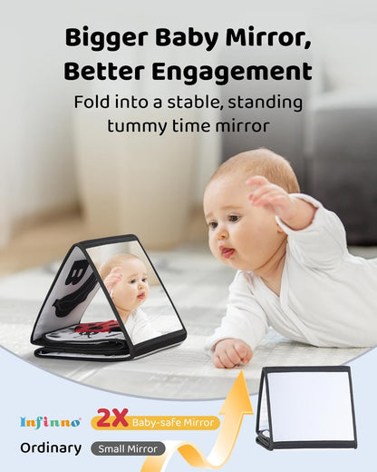 Black & White Soft Baby Book with Tummy Time Mirror
